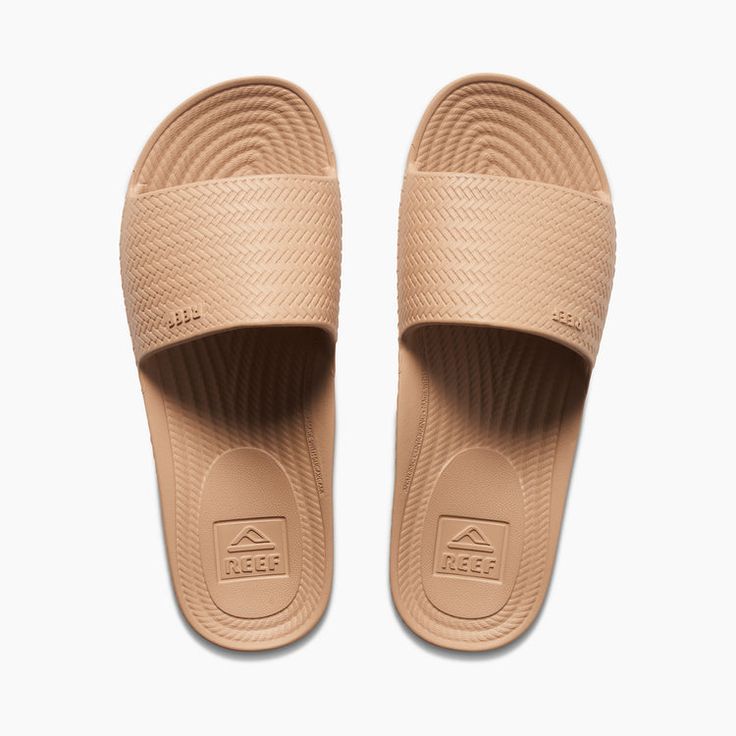 Women's Water Scout Slide in Oasis | REEF® Lightweight Summer Sandals For Beach, Lightweight Summer Beach Sandals, Synthetic Slides With Woven Sole For Summer, Beige Non-slip Slides For The Beach, Casual Lightweight Sandals For Beach Season, Comfortable Summer Slippers For Everyday Use, Comfortable Everyday Summer Slippers, Summer Sport Sandals With Arch Support, Non-slip Synthetic Sandals For Beach