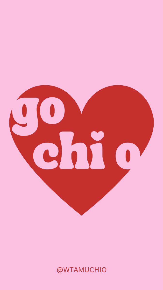 a heart with the word go chio on it in red and white, against a pink background