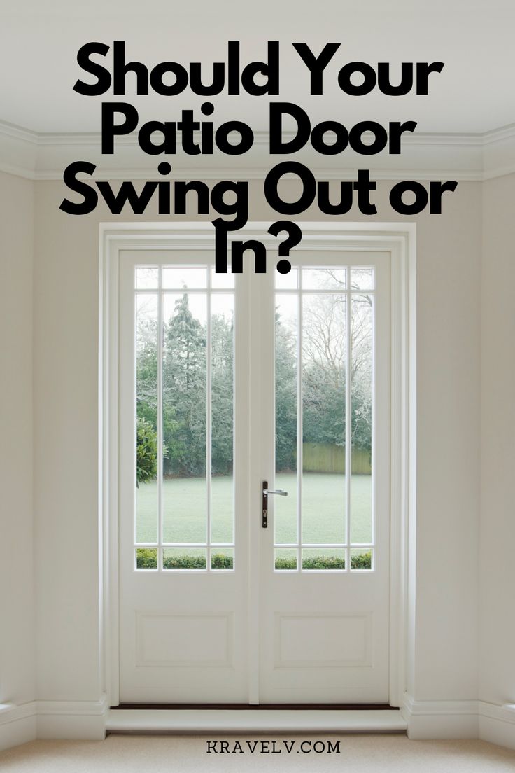 a white door with the words should you install your patio door swing out or in?