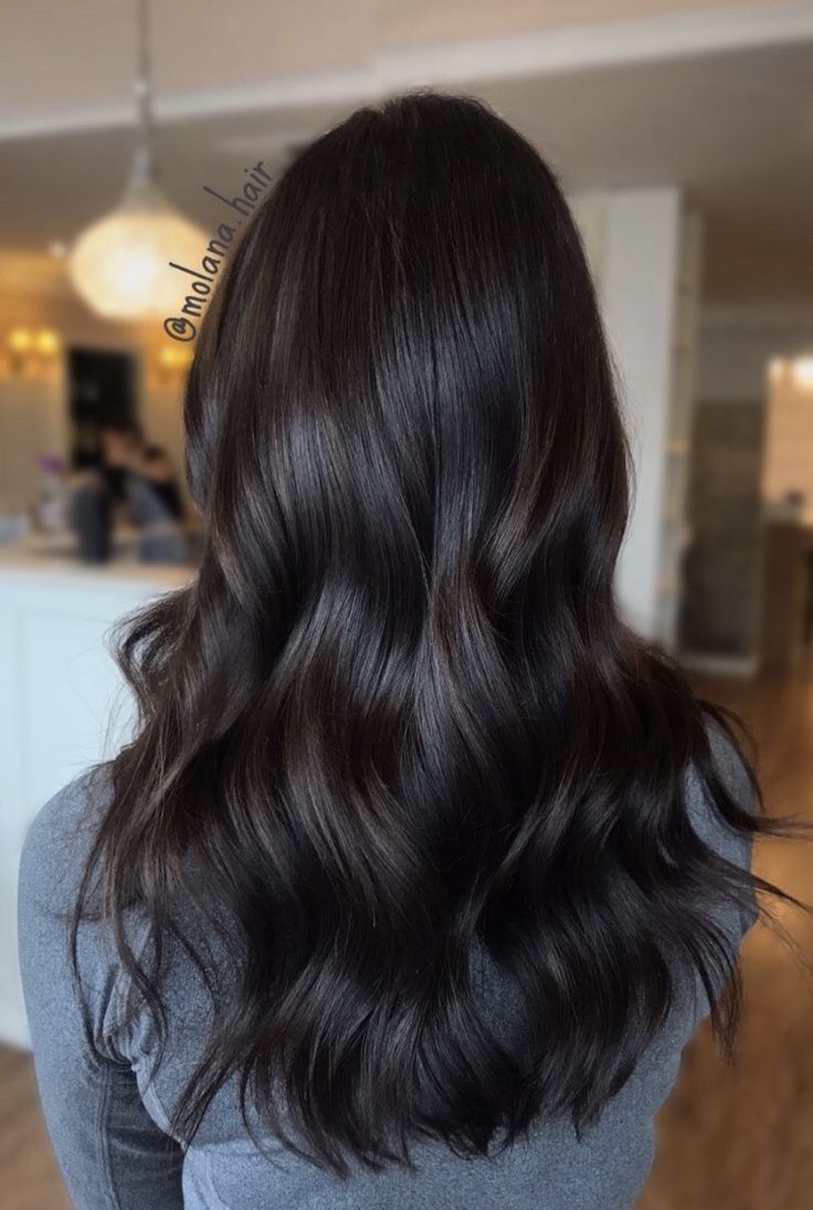 Long Dark Brown Hair, Tanjiro Wallpaper, Dark Brunette Hair, Black Hair Balayage, Brown Hair Inspo, Chocolate Hair, Dark Brunette, Brown Hair Balayage, Hair Balayage