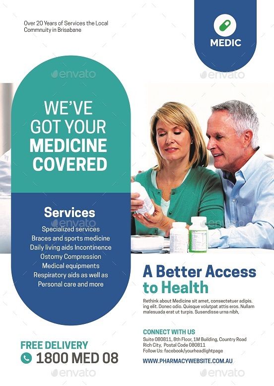 a medical flyer or brochure with an image of two people at a table