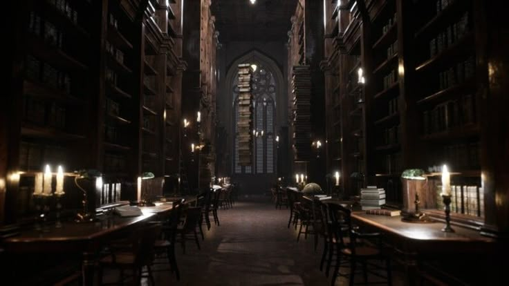 an empty library filled with lots of tables and chairs next to tall bookshelves