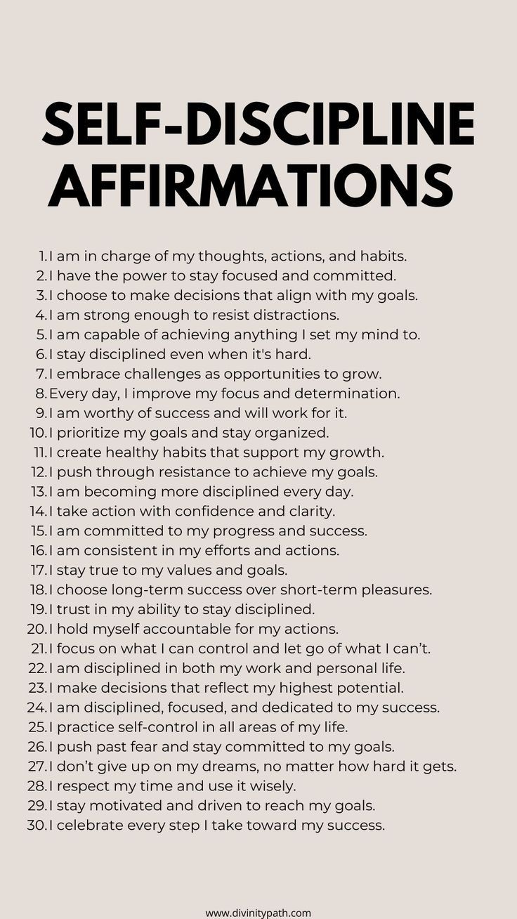 a black and white poster with the words self - discipline affirmations on it