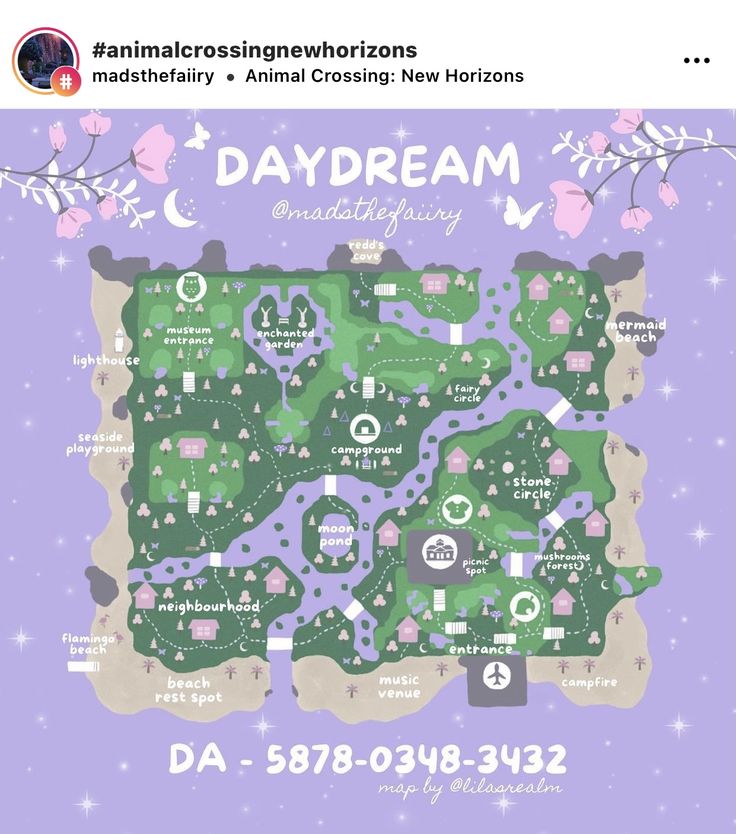 the map for daydream, an animal crossing new horizonss attraction in disneyland california