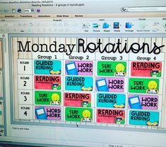 a computer screen with the words monday rotations on it's display window