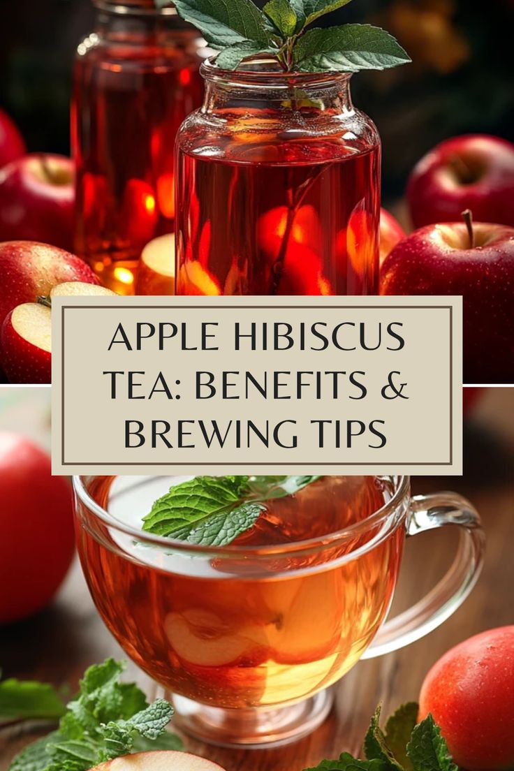 This pin showcases apple hibiscus tea, emphasizing its vibrant color and natural ingredients. Learn about the health benefits and how to brew the perfect cup. This refreshing tea is both flavorful and visually appealing.