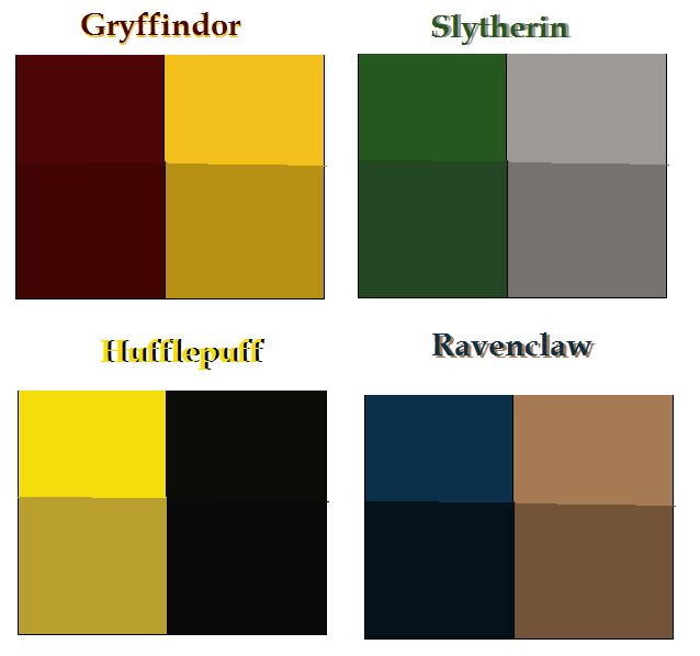 four different colors with the names of them in black, green, yellow and red