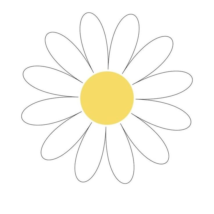 a daisy flower is shown in black and white, with the center yellow circle at the bottom