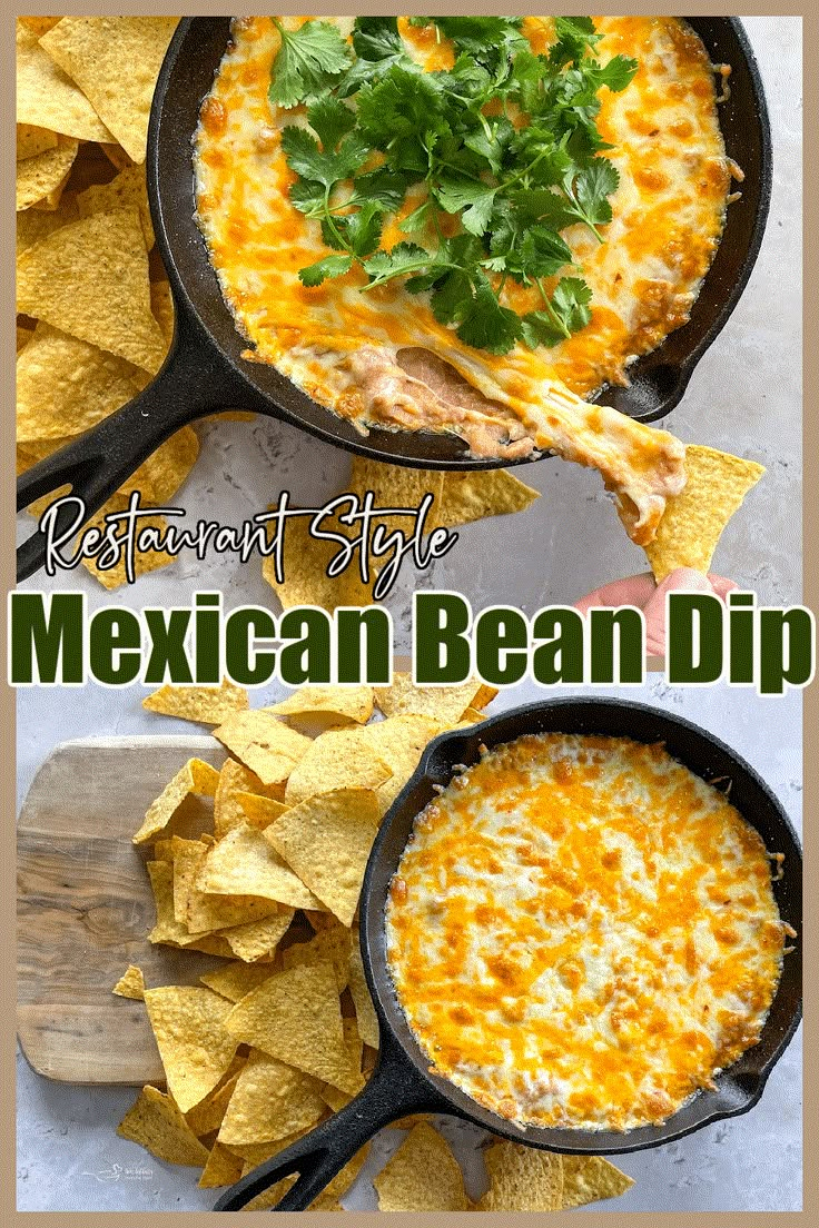 mexican bean dip recipe with tortilla chips and cilantro