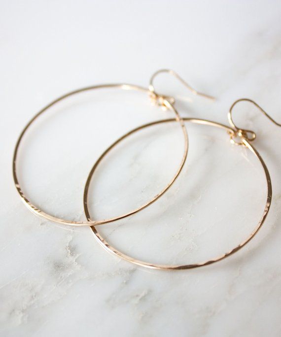 Gwen 2" Gold Hoop Earrings | Hammered Hoop Earrings | 14k Gold Fill Hoop Earrings, Silver Hoops, Ros Everyday Hoop Earrings With Ear Wire, Nickel Free 14k Gold Filled Hoop Earrings, Hammered Hoop Jewelry For Wedding, Hammered Hoop Wedding Jewelry, Wedding Hoop Jewelry With Hammered Detail, Anniversary 14k Gold Filled Hoop Earrings, Nickel-free 14k Gold Hoop Earrings, Hammered Hoop Earrings For Wedding, Nickel-free Hoop Earrings For Wedding