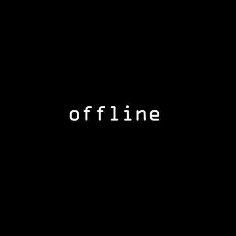 the word offline is written in white on a black background