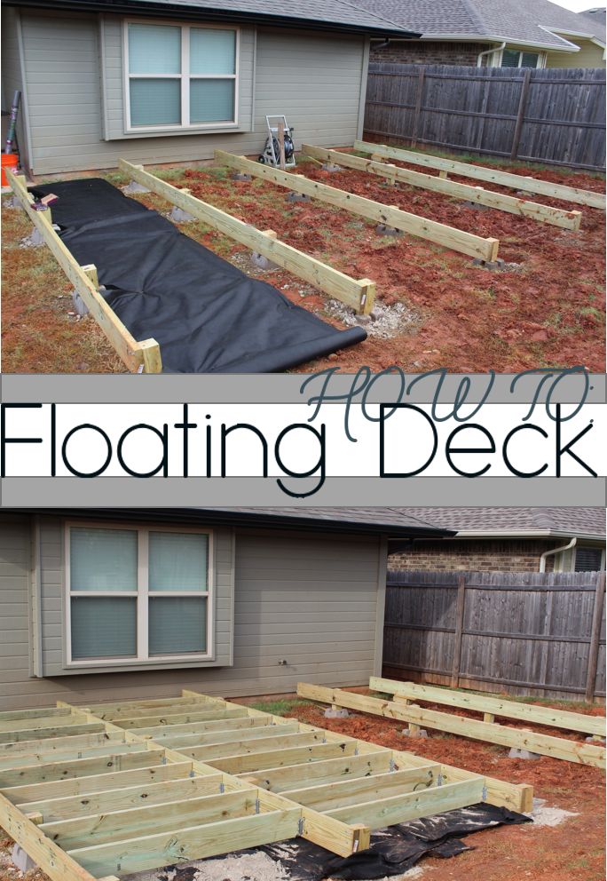 two pictures side by side with the words floating deck in front of them and an image of