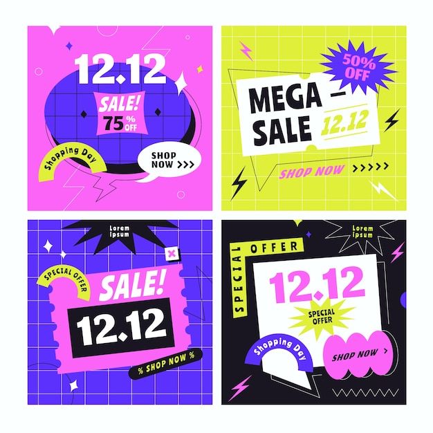 four different posters with the same price for each item on them, and one has a sale tag