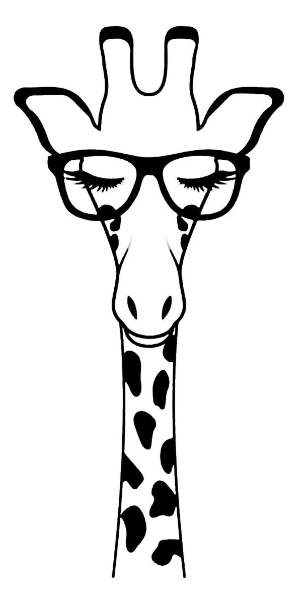 a giraffe wearing glasses and a hat