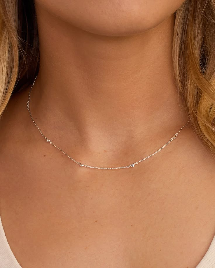 Looking for 14k gold necklaces, hoop earrings, stacking rings & more? Shop the Amour Necklace, thoughtfully designed to mix, style, and layer. Simple Bridal Necklace Silver, Silver Everyday Necklace, Dainty Silver Necklace Aesthetic, Simple Silver Necklace Aesthetic, Everyday Silver Necklace, Simple Silver Jewelry Aesthetic, Silver Jewelry Necklace Stack, Silver Minimalist Jewelry, Silver Summer Jewelry