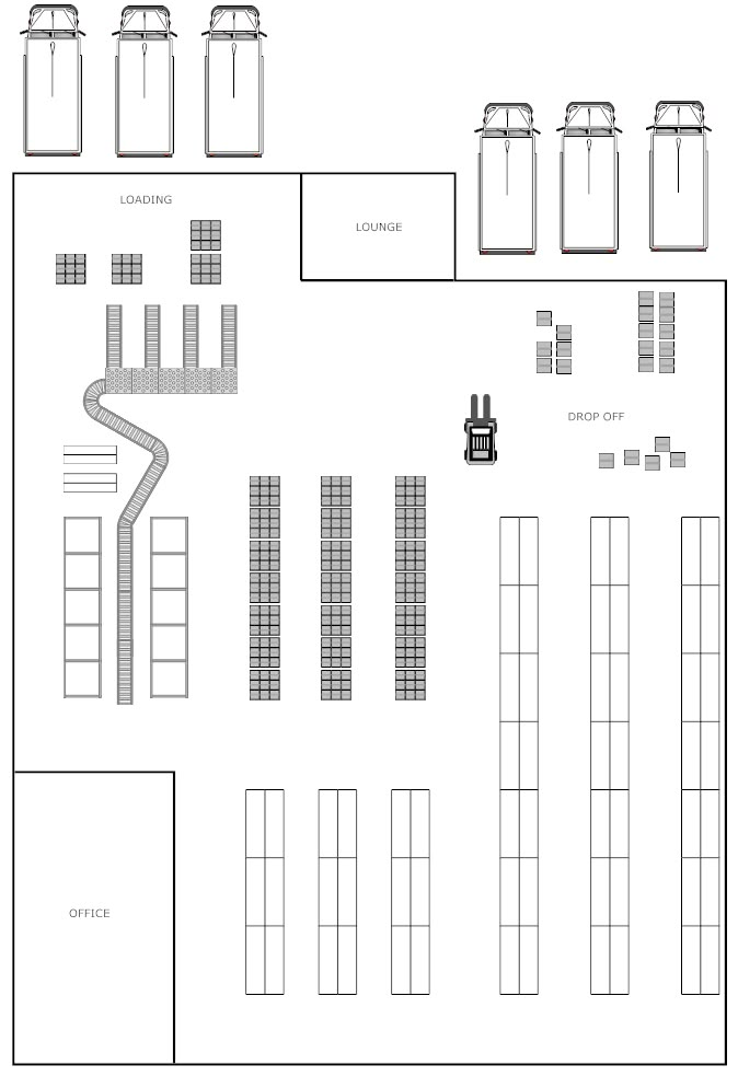 the floor plan for an office building with several floors and two parking spaces on each side