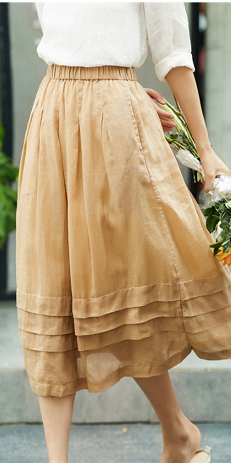 Women's Skirts Summer Linen Skirt Elastic Waist Skirts Summer, Summer Linen, Linen Skirt, Women's Skirts, Summer Skirts, Cotton Skirt, Inspiration Mode, Linen Clothes, Modest Dresses