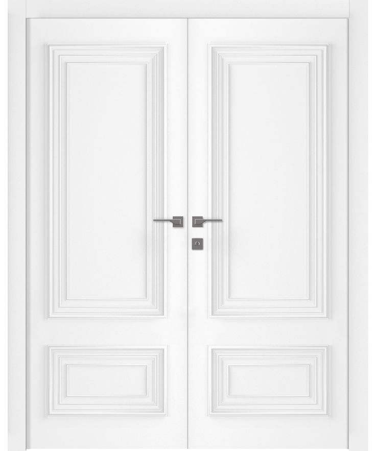 an open white door with two metal handles on the front and side doors, both closed