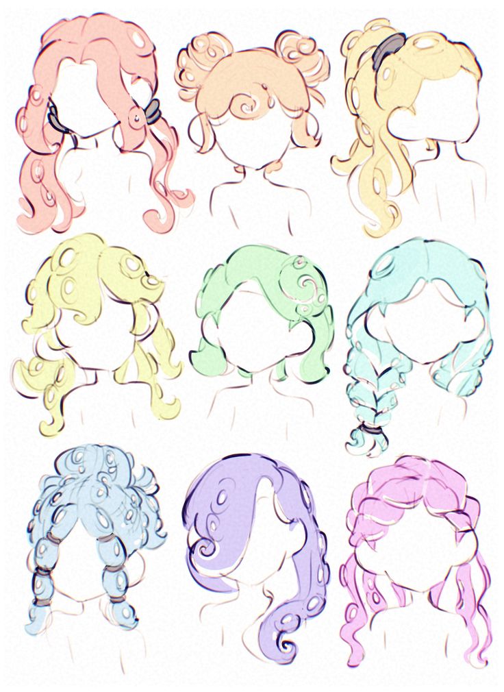 a bunch of different colored hair styles on a white background