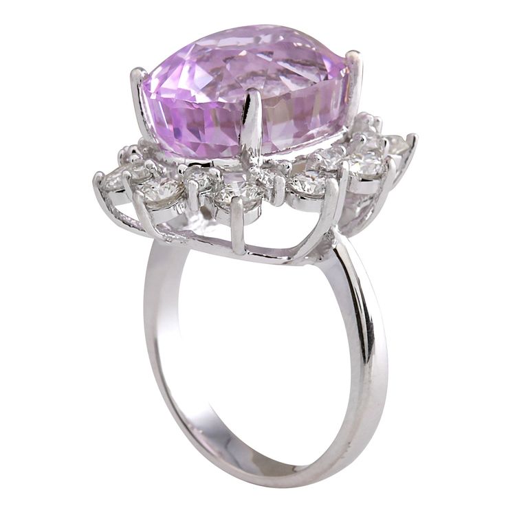 Stamped: 14K White GoldTotal Ring Weight: 6.5 GramsRing Length: N/ARing Width: N/AGemstone Weight: Total Natural Kunzite Weight is 16.03 Carat (Measures: 15.02x12.81 mm)Color: PinkDiamond Weight: Total Natural Diamond Weight is 1.85 CaratColor: F-G, Clarity: VS2-SI1Face Measures: 24.78x19.60 mmSku: [703011W] 14k White Gold Diamond Ring, Gold Diamond Ring, White Gold Diamond Rings, White Gold Diamonds, Natural Diamonds, Gold Diamond, Diamond Ring, White Gold, Engagement Rings