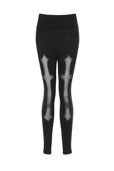 Hades Cross Leggings Edgy Black Leggings For Alternative Fashion, Alternative Black Halloween Leggings, Gothic Stretch Tights, Compression Black Leggings With Mesh Back, Black Compression Leggings With Mesh Back, Gothic Stretch Halloween Leggings, Stretch Alternative Style Halloween Leggings, Black Stretch Gothic Leggings, Black Leggings For Halloween