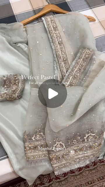 62K likes, 926 comments - maashal_official on August 22, 2023: "Fully Handmade Zardozi, Pearls, Sequins, Crystal Work 3 Meters Long Dupatta. Pure Raw Silk 80 Grams Suit With Fully Embellished Sleeves.". Pakistani Suits Party Wear, Embellished Sleeves, Crystal Work, Zardozi Work, Pakistani Fashion Party Wear, August 22, Pakistani Suits, Silk Dupatta, Pakistani Fashion