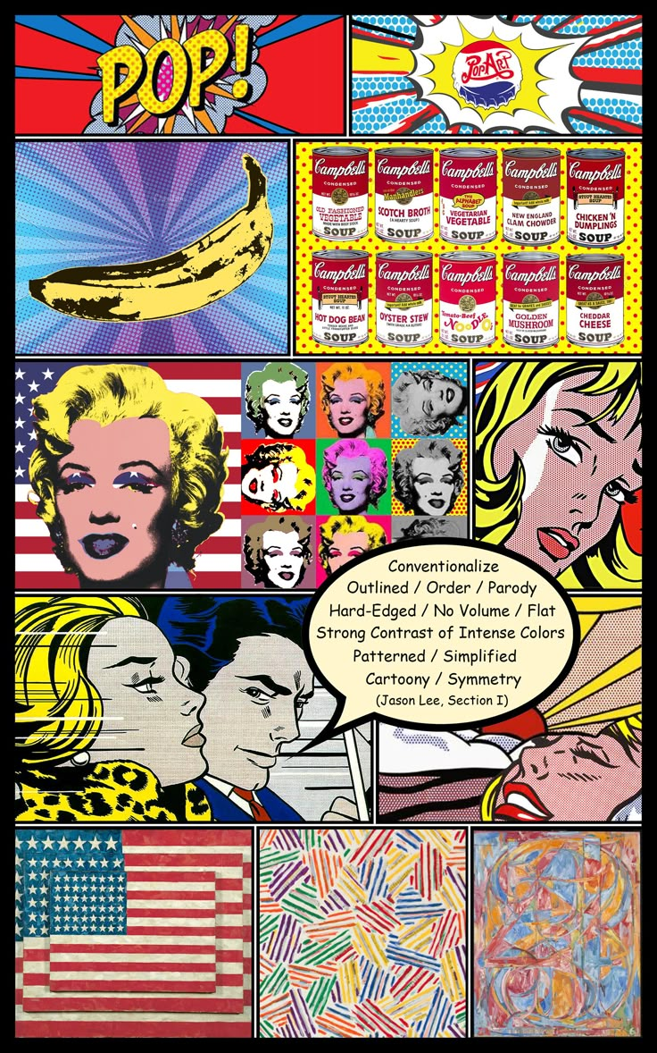 an image of pop art collage with images of people and the words pop on it