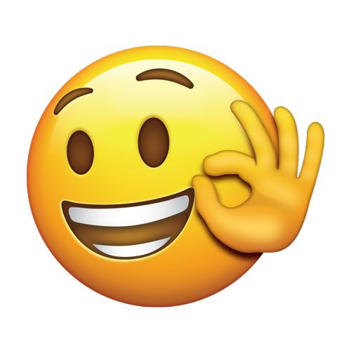 an emoticive smiley face holding his hand up