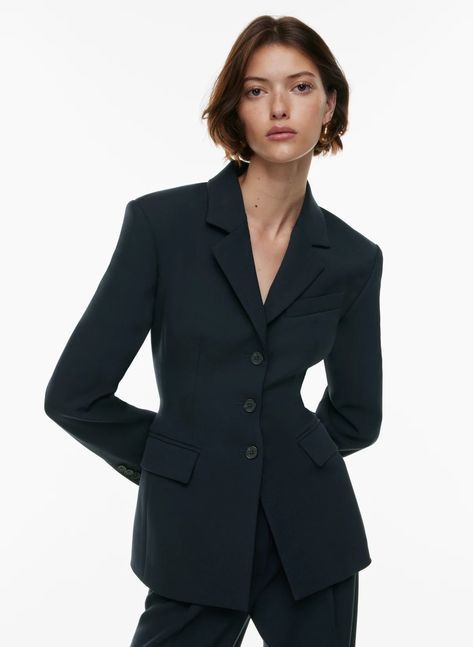 STANDOUT BLAZER | Aritzia Fitted Black Blazer, Fashion Silhouette, Womens Blazer, Work Skirts, Slim Fit Blazers, Clothing Inspiration, Princess Seam, Black Blazer, Fashion Killa