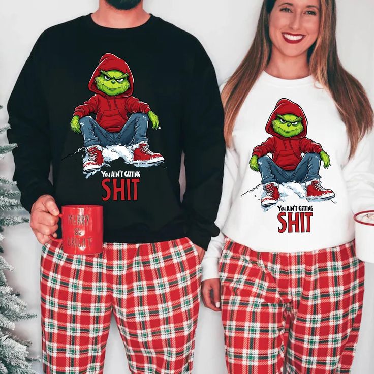 Grinch Couples Matching Sweatshirts, Christmas Humor, Family Holiday, Funny Gift, Couple Sweater, Christmas Party Sweatshirt, Grinchmas WELCOME TO TAILORVERSECO 🌸🎁 Step into the world of TailorVerseCo for a delightful selection of tailor-made, cozy sweatshirts, hoodies and t-shirts!  Your satisfaction is our top concern. For any queries, we're here to help - just drop us a message, and we'll get back to you promptly. ORDERING PROCESS 👕➡️🛍 Here's how you can easily place your order: 1) Select the style and size of the first product (for example, Sweatshirt - S); 2) Select the color in the Primary Color drop-down menu (for example "White"); 3) In the Personalization Box specify which graphic you would like (either "Chest" or "Nuts"); 4) Select the Quantity (for example 1); 5) Click the a Couples Shirts Funny, Christmas Movie Shirts, Couples Shirts, Couples Sweaters, Christmas Friends, Christmas Outfit Ideas, Matching Sweatshirts, Sweater Christmas, Christmas Movie