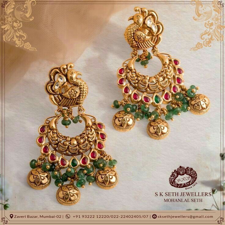 Navi Jewellery, Temple Jewellery Jhumkas, Gold Statement Jewelry, Gold Jewelry Prom, Wedding Jewelry Sets Bridal Jewellery, Bridal Diamond Necklace, Temple Jewelry Necklace, Gold Jhumka, Antique Gold Earrings