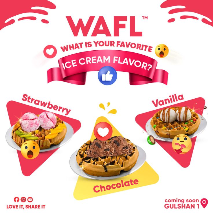 an advertisement for waffle ice cream flavored desserts with smiley faces on them