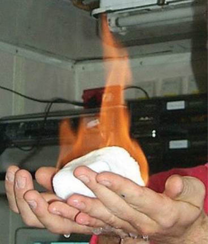 Photo of methane hydrate burning