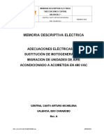 Memoria Descriptiva Eléctrica Central