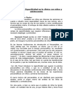 Apunte de Cátedra. Especificidad de La Clínica Con Niños y Adolescentes