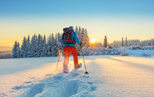 person snowshoeing