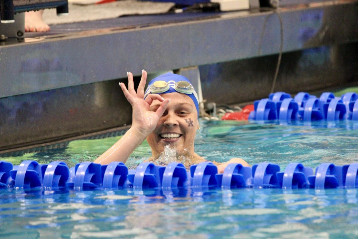 A Kentucky swimmer poses for a photo during the 2024 SEC Men's and Women's Swimming & Diving Championships on Saturday, Feb. 24, 2024, at the James E. Martin Aquatic Center in Auburn, Alabama. Photo by Jenna Lifshen | Staff