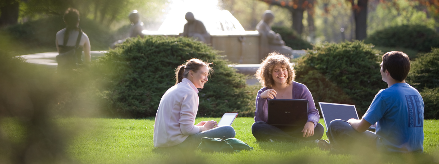 Group of students sitting on the grass