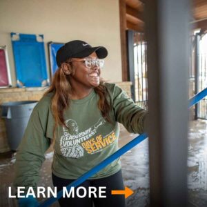 Student serving at Young Williams Animal Shelter during MLK Jr. Days of Service