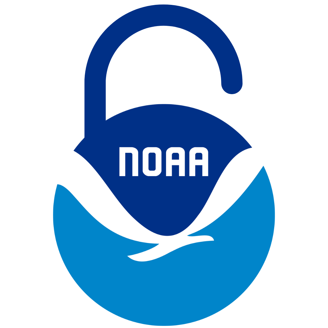 NOAA logo as an unlocked open access lock