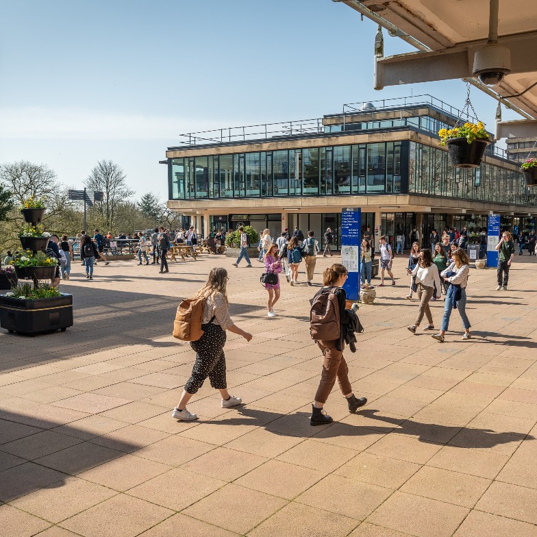 Students walking along the Parade on campus