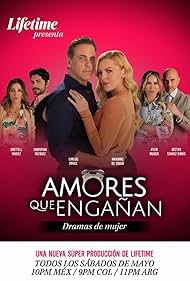 Carlos Ponce, Aylín Mújica, Héctor Suárez Gomiz, Marjorie de Sousa, Christian Vasquez, and Grettell Valdez in Amores que engañan (2022)