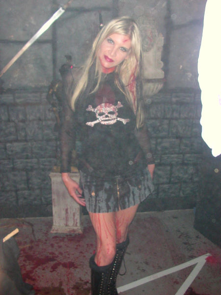 Annmarie on the set of "The Witch's Sabbath"