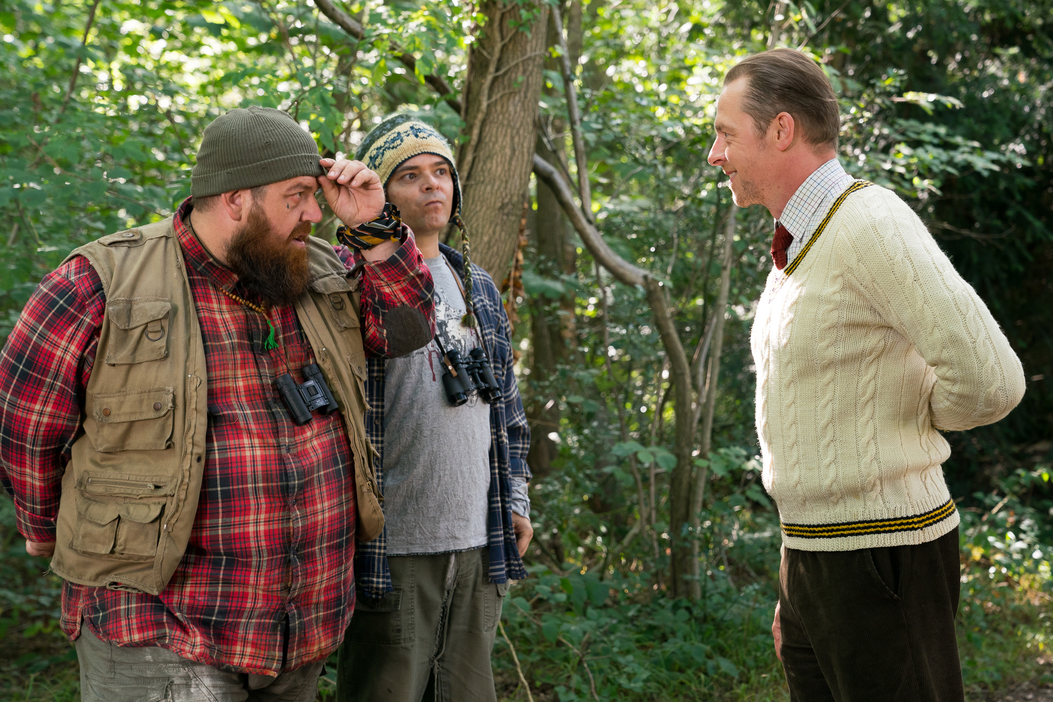 Nick Frost, Simon Pegg, and Gary Golding in Slaughterhouse Rulez (2018)