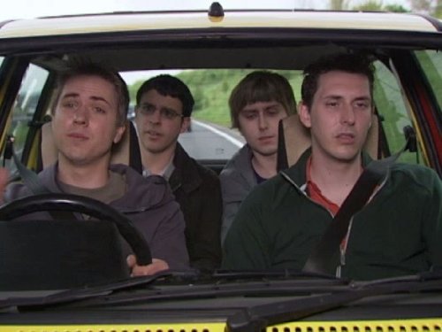 James Buckley, Blake Harrison, Simon Bird, and Joe Thomas in The Inbetweeners (2008)