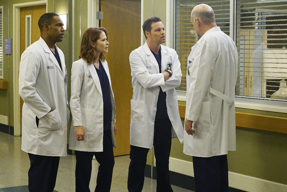 Justin Chambers, Sarah Drew, Jason George, and Stephen Mendel in Grey's Anatomy (2005)