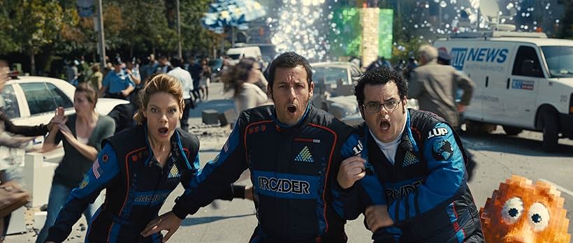 Adam Sandler, Michelle Monaghan, and Josh Gad in Pixels (2015)