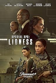 Morgan Freeman, Nicole Kidman, Michael Kelly, Zoe Saldana, Lioness, and Laysla De Oliveira in Lioness (2023)