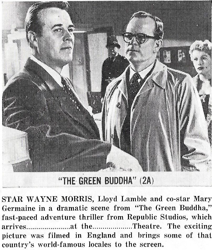 Mary Germaine, Lloyd Lamble, and Wayne Morris in The Green Buddha (1954)