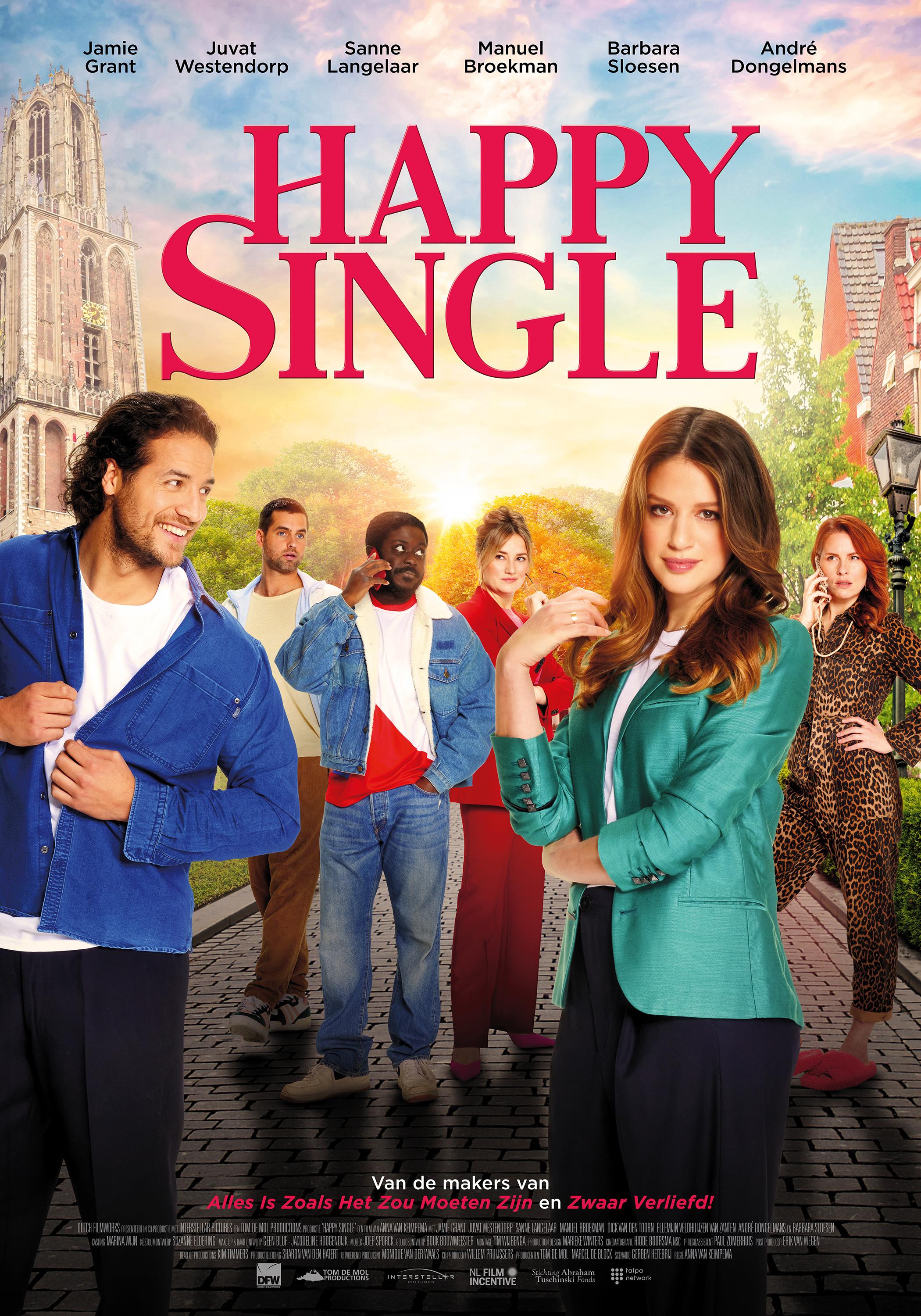 Manuel Broekman, Barbara Sloesen, André Dongelmans, Jamie Grant, Sanne Langelaar, and Juvat Westendorp in Happy Single (2023)